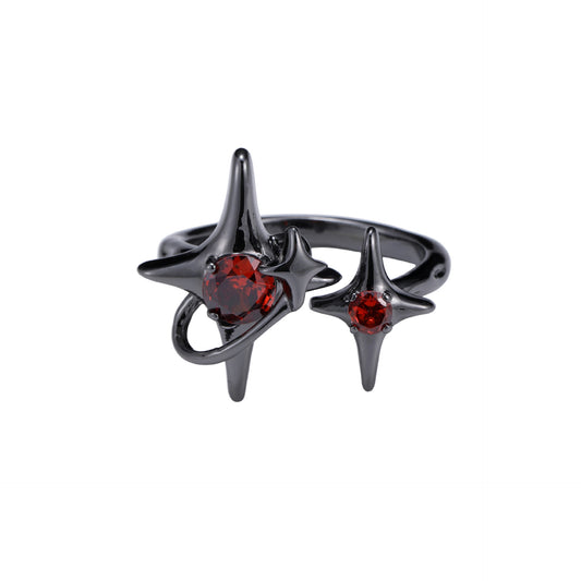 Gothic Red Corrupted Star Ring Inspired by Asmoday
