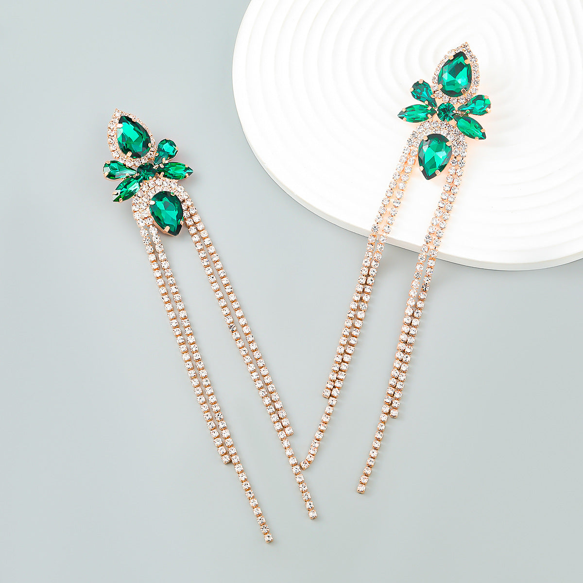 Strass Blumen Geometrische Quaste Ohrringe frauen Übertrieben Elegante Baumeln Ohrringe Bankett Schmuck Zubehör