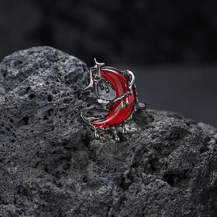 Goth Blood Moon Adjustable Ring