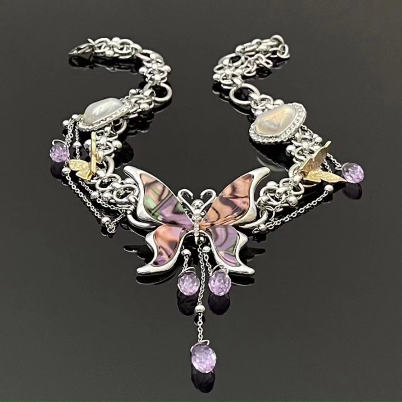 Y2K Spicy Girl Fancy Lila Schmetterling Quaste Choker Halskette