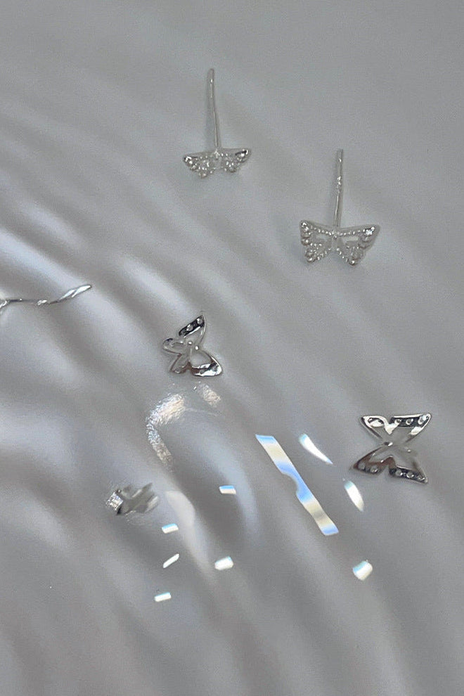 999 Sterling Silver Openwork Butterfly Stud Earrings