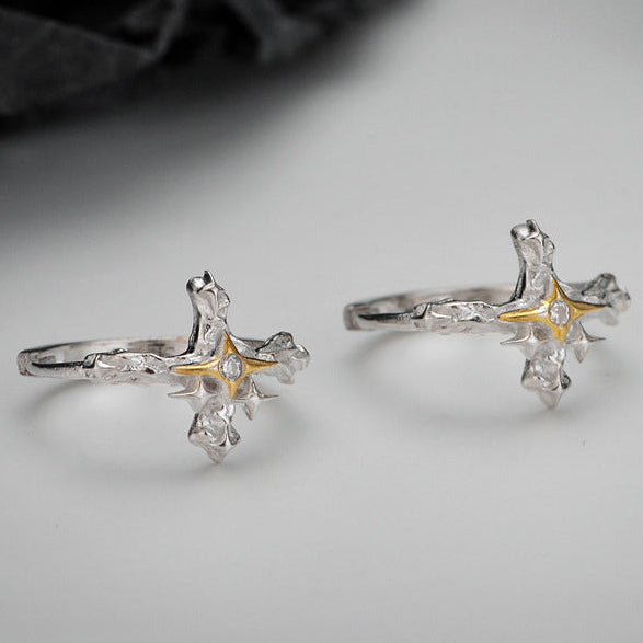 S925 Sterling Silver Cross Star Earrings