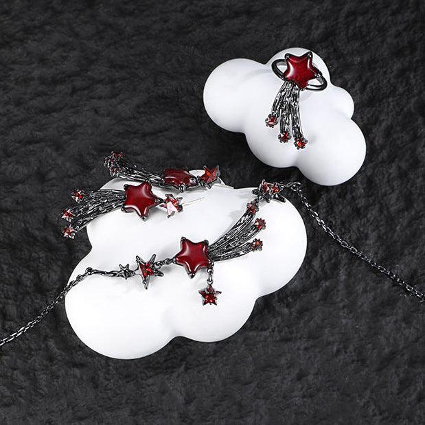 Goth Scarlet Black Meteor Earrings