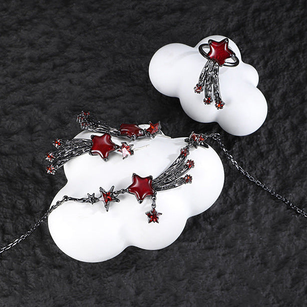 Y2K Goth Scarlet Black Meteor Necklace