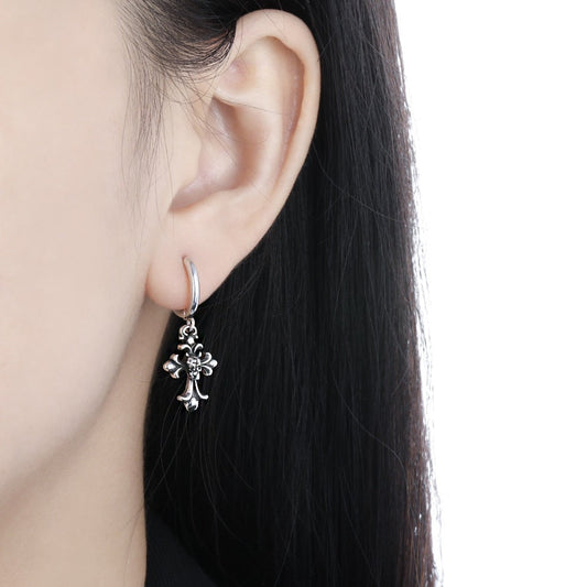 Unisex Goth Iris Cross Skull Earrings