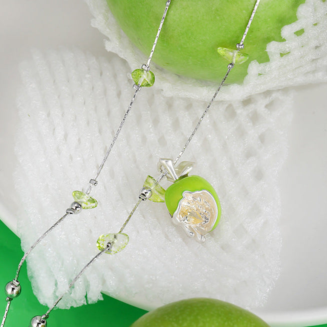 Y2K Sweet Green Apple Double Layer Necklace