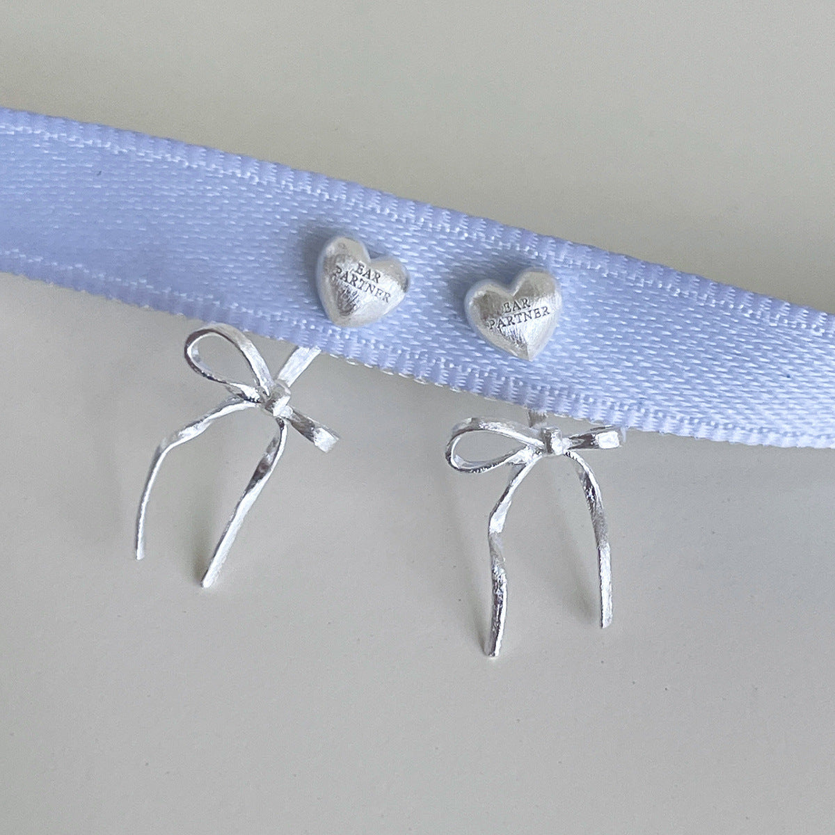 Sweet Heart & Bow Stud Earrings