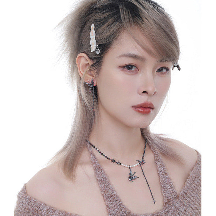 Goth Butterfly Guitar Stud Earrings