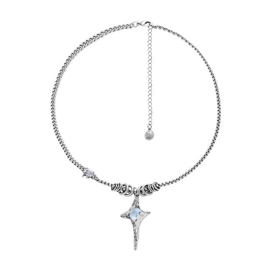 Schicke Unisex-Mondstein-Ninja-Stern-Halskette