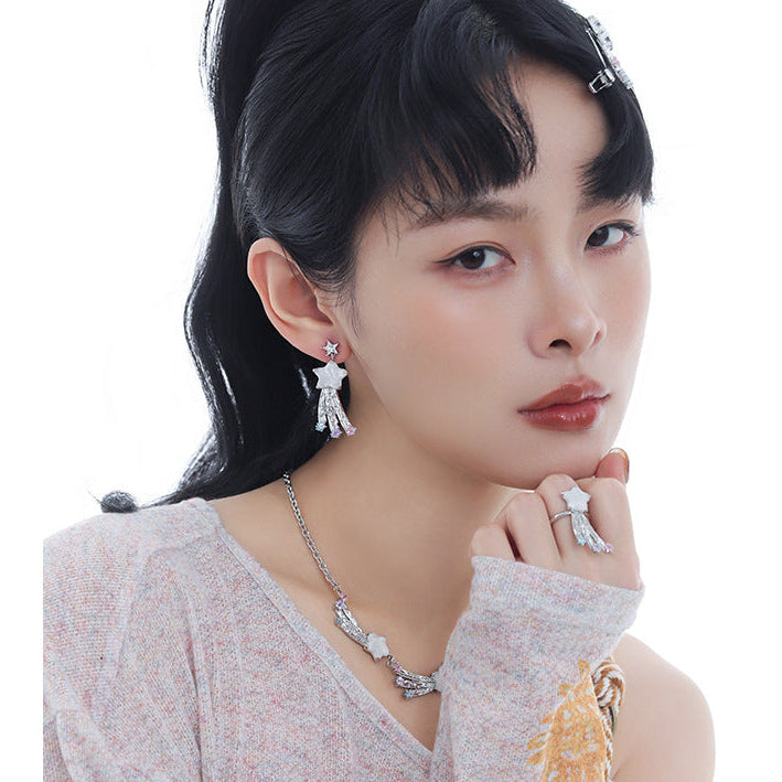 Goth Scarlet Black Meteor Earrings