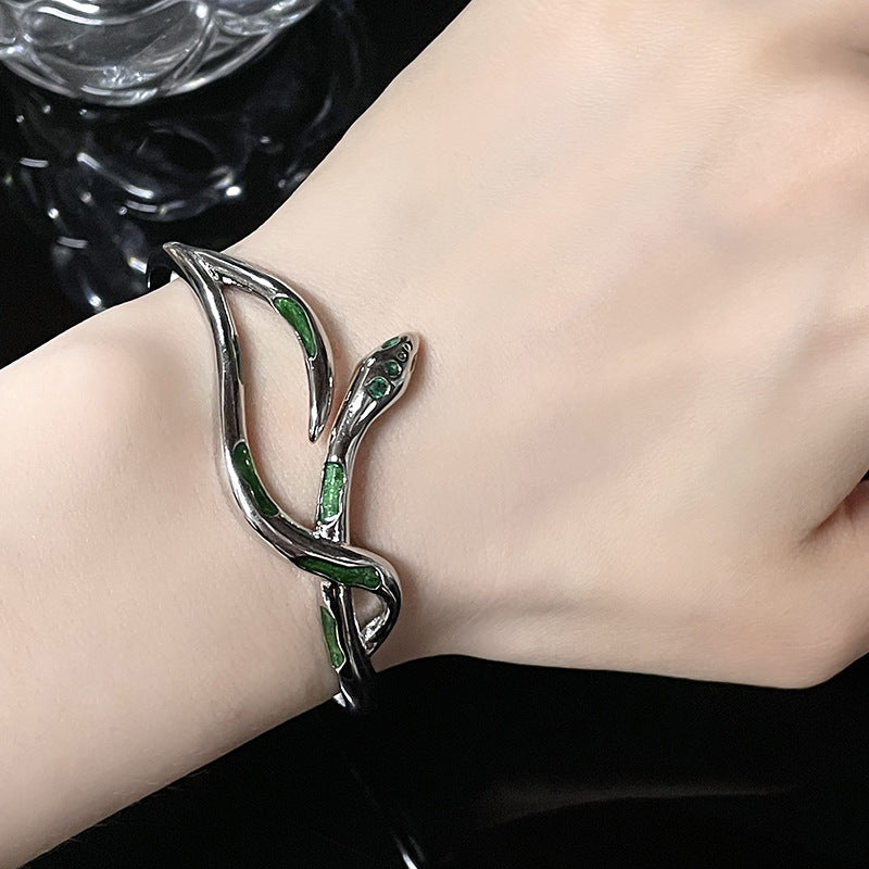 Designer Slytherin Verstellbares Armband mit grüner Schlange