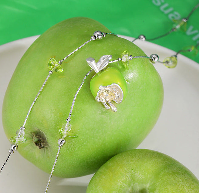 Y2K Sweet Green Apple Double Layer Necklace
