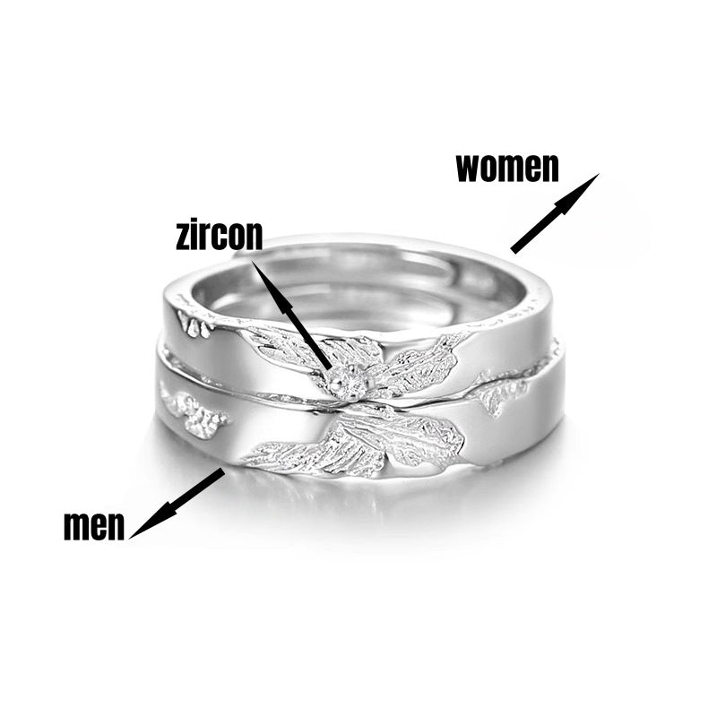 S999 Silver Xie Lian Butterfly Adjustable Couple Rings