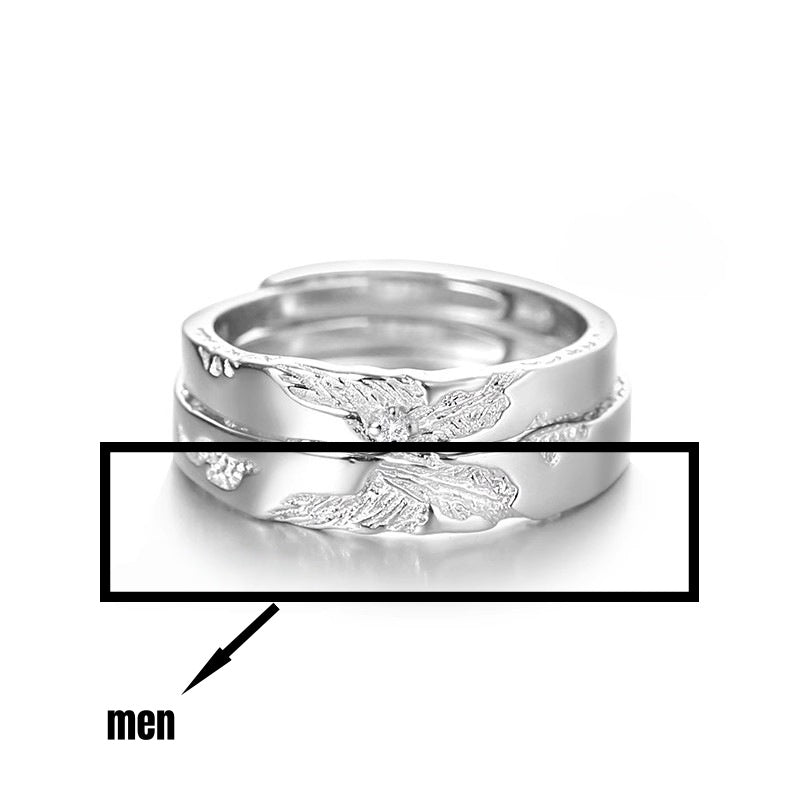 S999 Silver Xie Lian Butterfly Adjustable Couple Rings