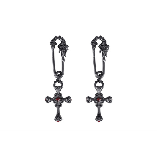 Goth Vintage Pin-shaped Cross Stud Earrings