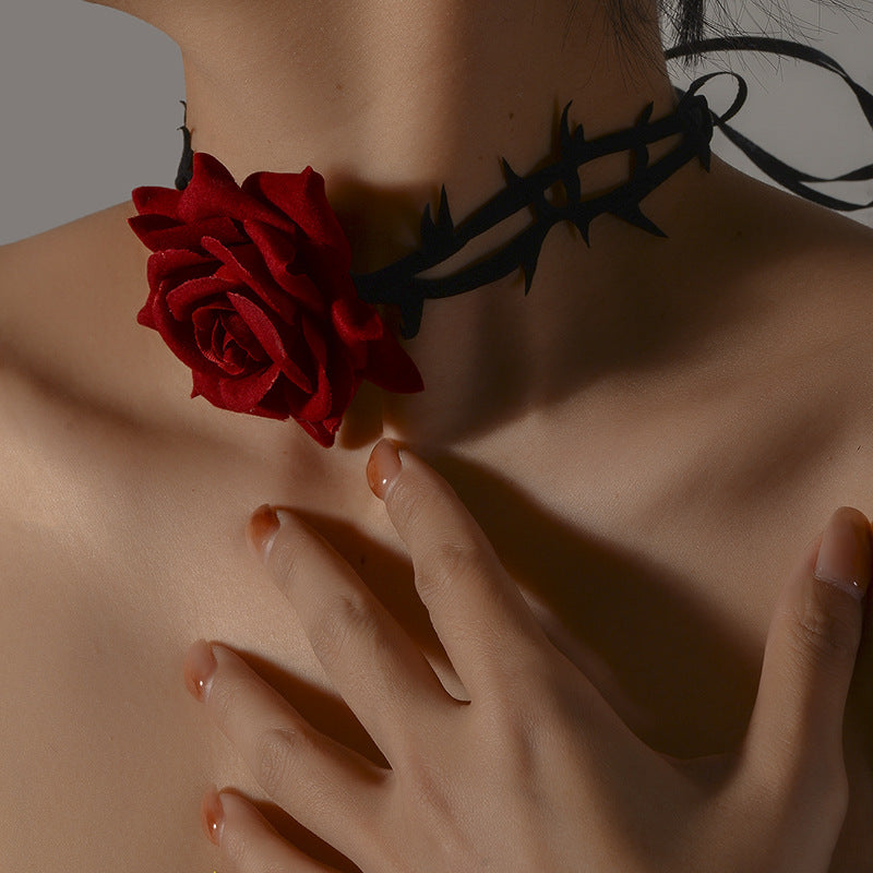 Dunkle Vintage Frauen Sexy Dornenrose Choker Halskette