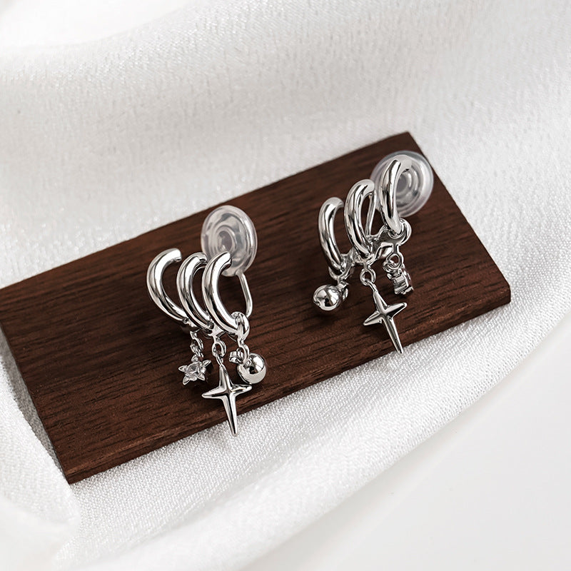 Designer-Ohrringe mit Strasssteinen in Silber für Damen