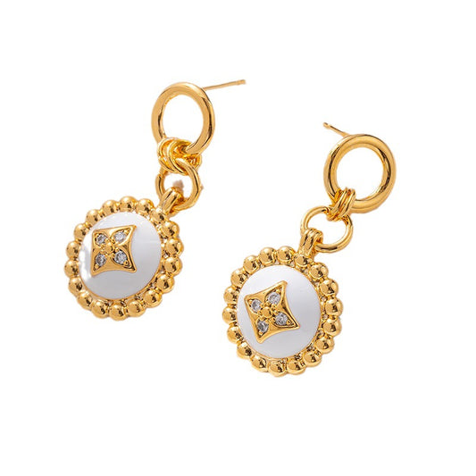 Vintage Runde Damen Strass Creolen Ohrstecker