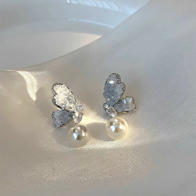 Damen Ohrstecker mit süßen Farbverlauf und Schmetterlingsperlen