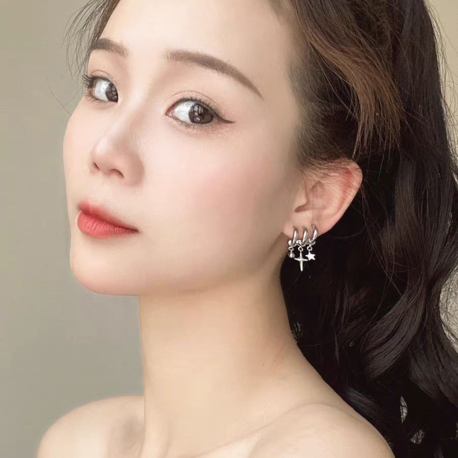 Designer-Ohrringe mit Strasssteinen in Silber für Damen