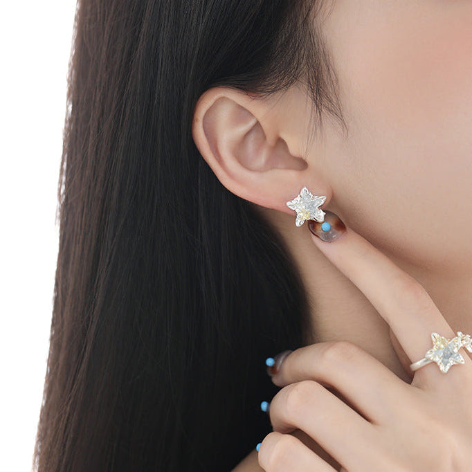 Y2K Designer Grey Star Asymmetrical Earrings