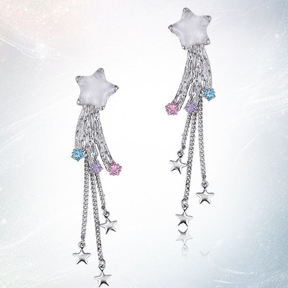 Goth Scarlet Black Meteor Tassel Earrings