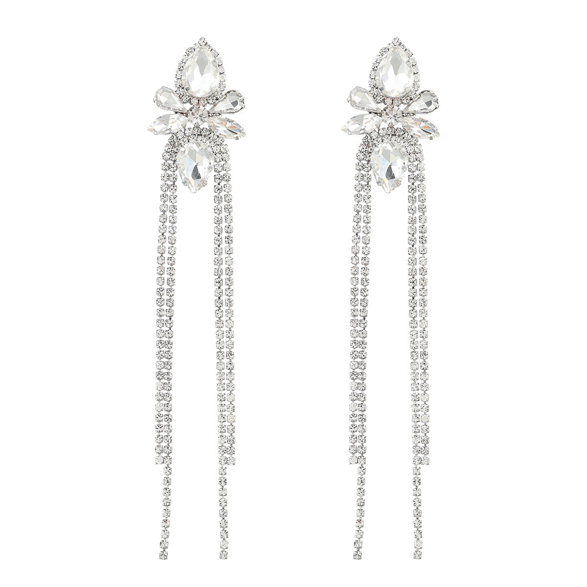 Strass Blumen Geometrische Quaste Ohrringe frauen Übertrieben Elegante Baumeln Ohrringe Bankett Schmuck Zubehör