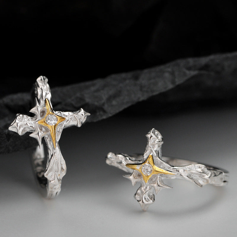 S925 Sterling Silver Cross Star Earrings
