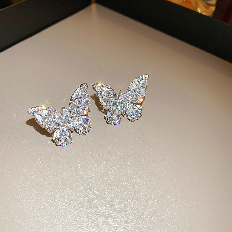 Shining Silver Butterfly Rhinestone Ear Cuff