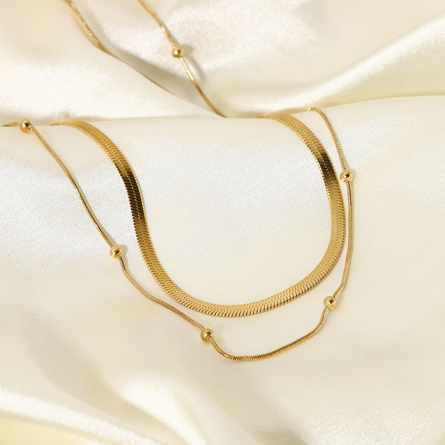 14K Vergoldung Damen Elegante goldene Stapelkette