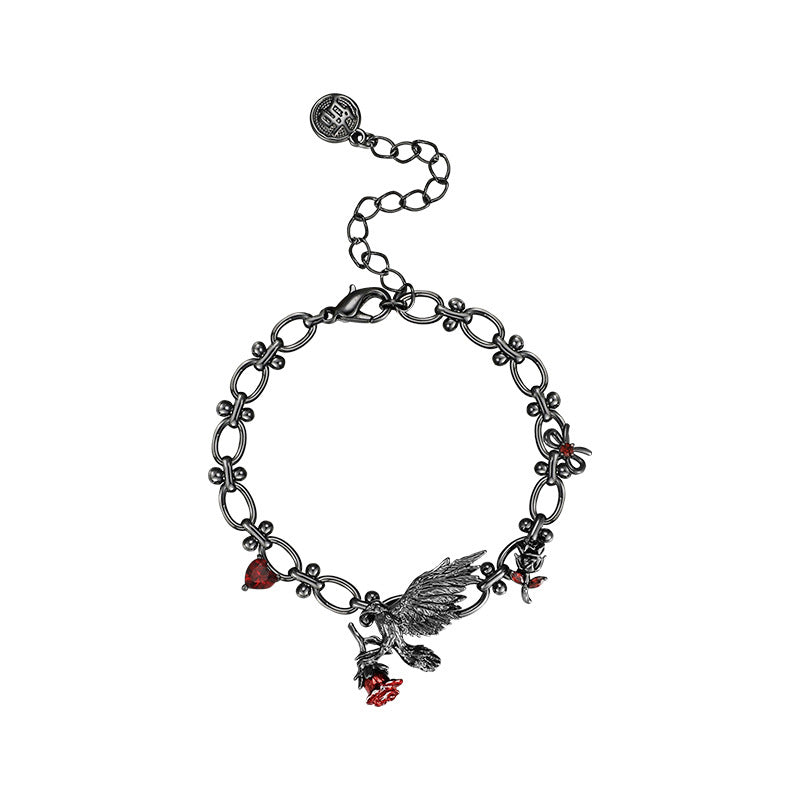 Dark Gothic Raven Rose Bracelet