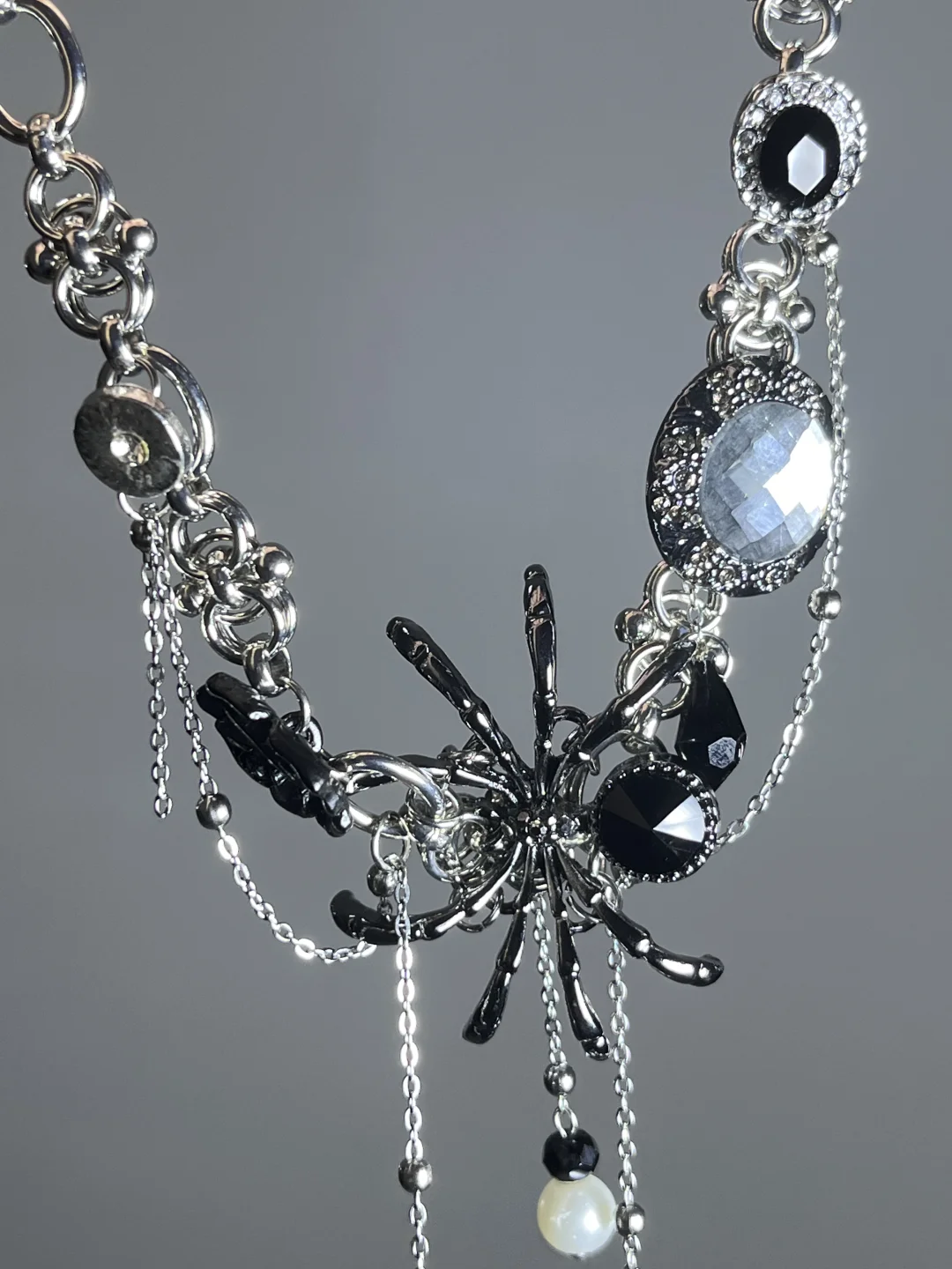 Gothic Schwarze Quaste Spinne Choker Halskette