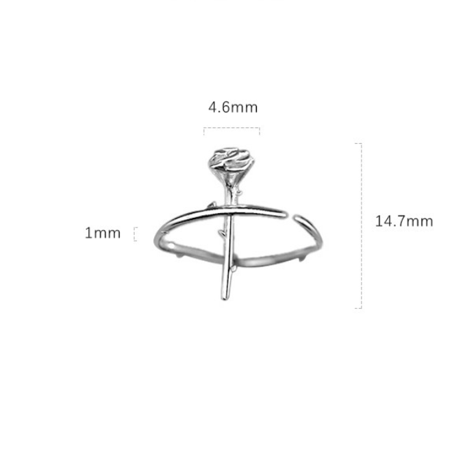 S925 Silber Damen Rose Offener Ring
