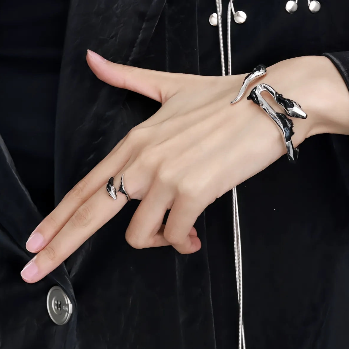 Schicker Designer S925 Silber Unisex Gletscherschlangen-Miniring