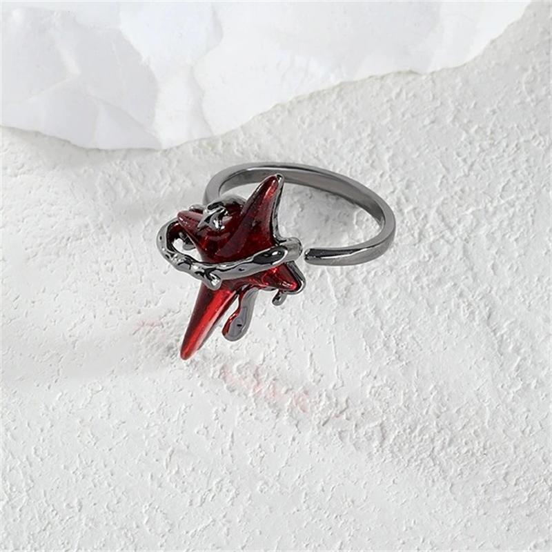 Gothic-Stil Blutiger Stern Vintage verstellbarer Ring