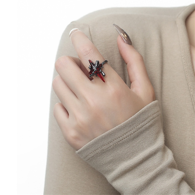 Gothic-Stil Blutiger Stern Vintage verstellbarer Ring