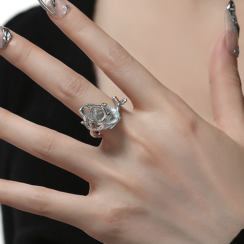 Schlichter Öffnungsring aus Naturstein „Blue Glacier“