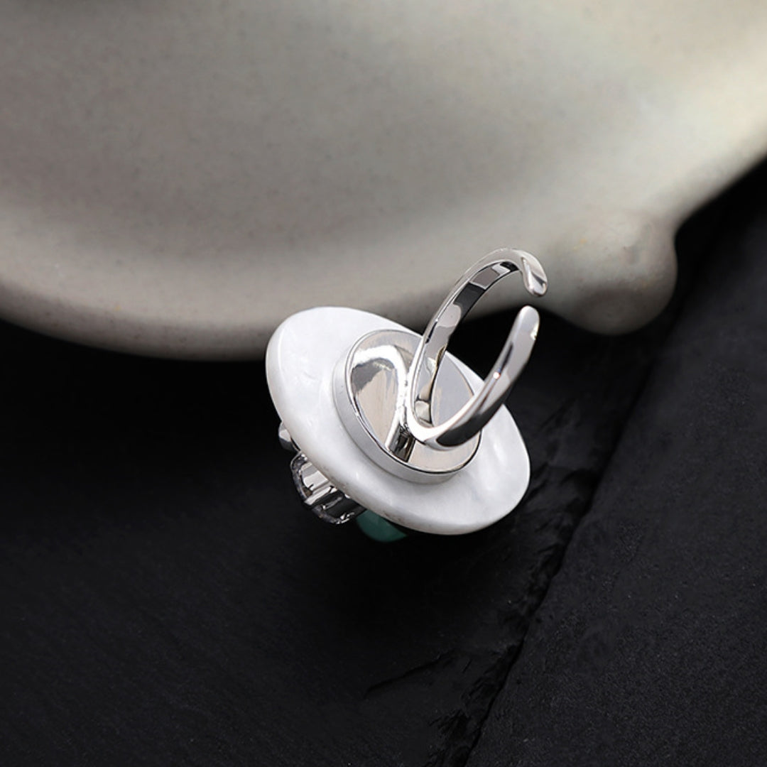 Mädchen Retro Blume Knopf offen Ring