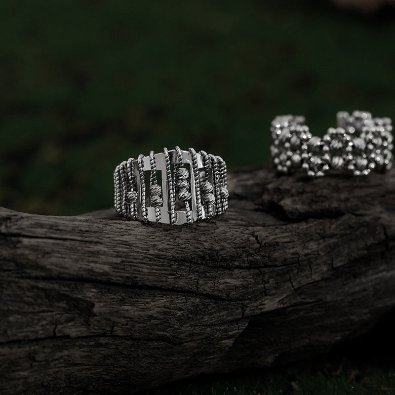 Offener Unisex-Ring aus Metall mit offenem Perlendesign