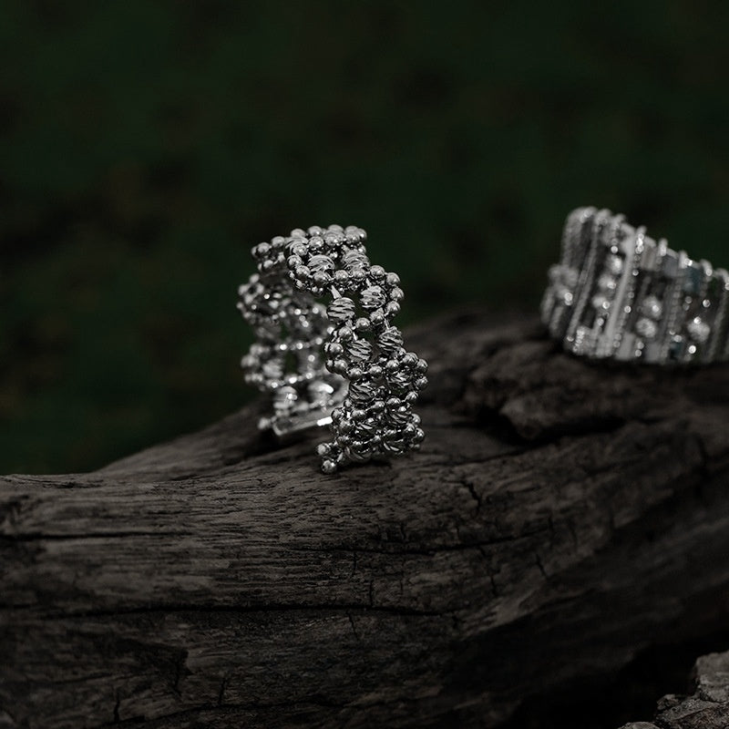 Offener Unisex-Ring aus Metall mit offenem Perlendesign