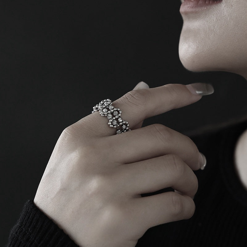 Offener Unisex-Ring aus Metall mit offenem Perlendesign
