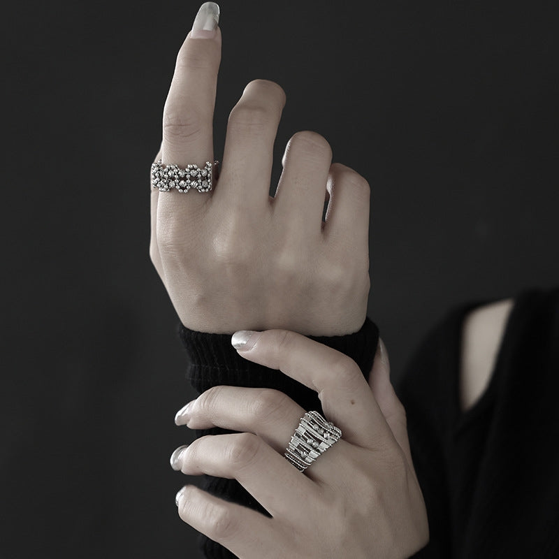 Offener Unisex-Ring aus Metall mit offenem Perlendesign