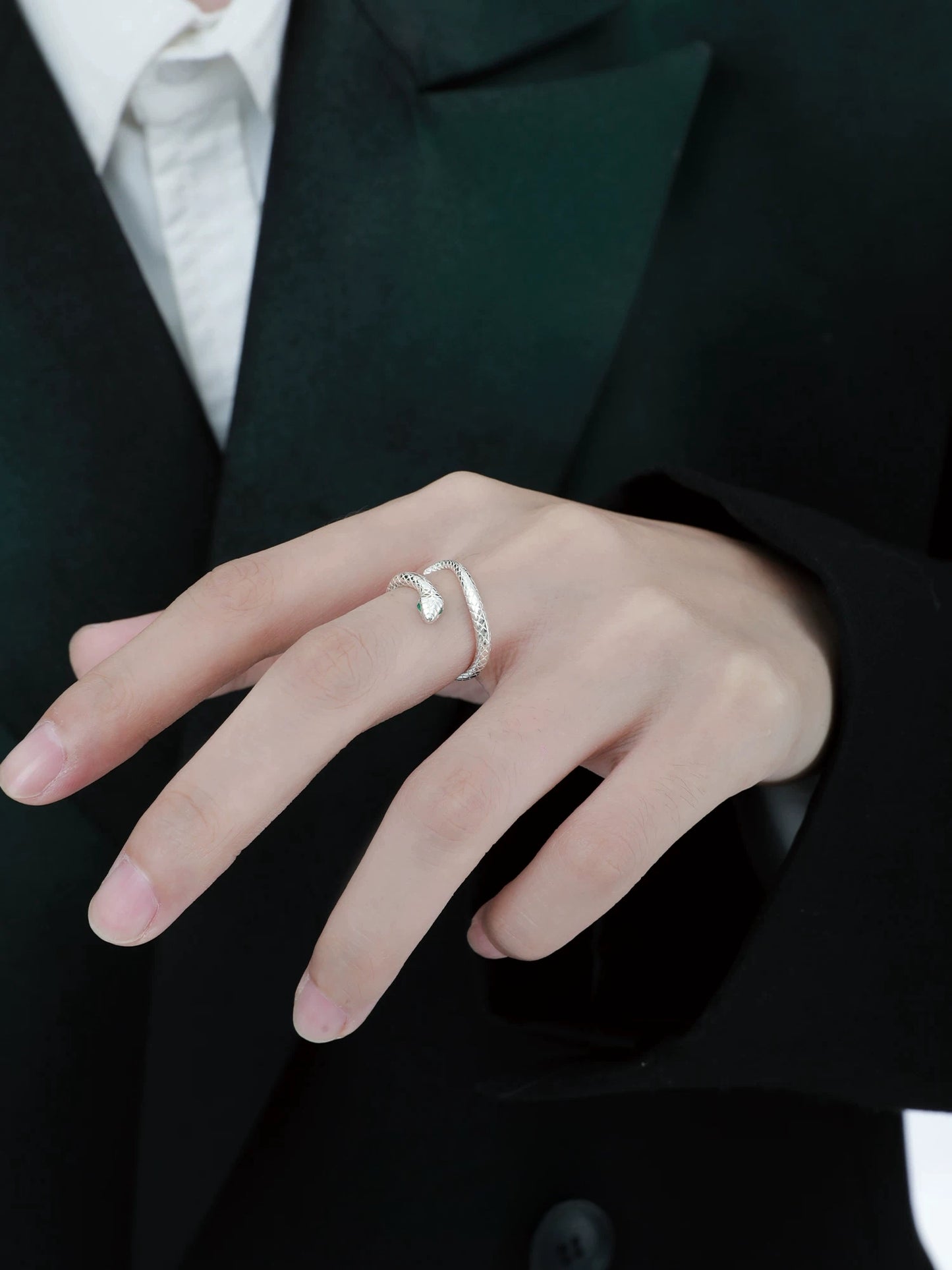 Süßer Designer Sterling Silber S999 Schlangen verstellbarer offener Ring