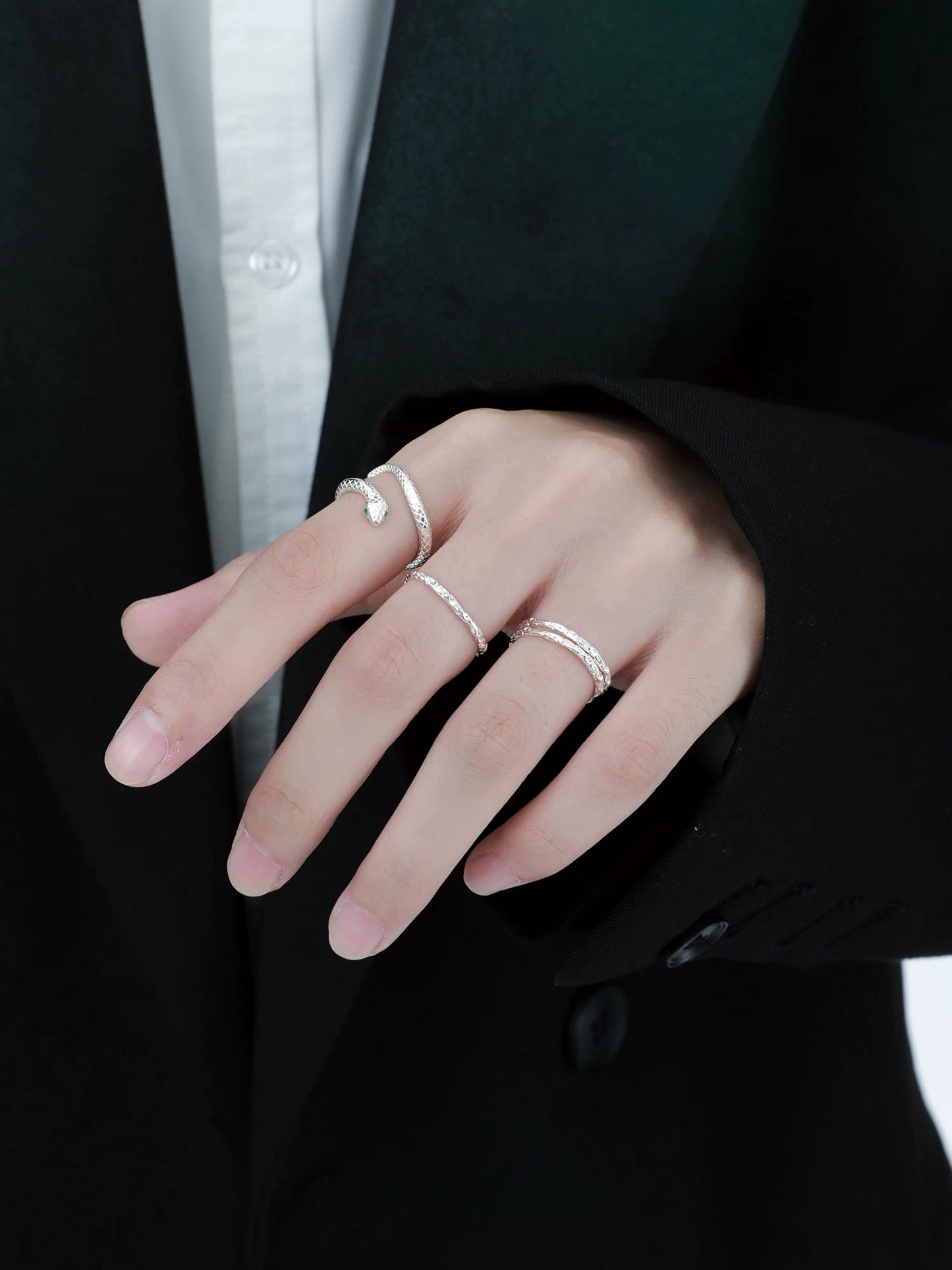 Süßer Designer Sterling Silber S999 Schlangen verstellbarer offener Ring