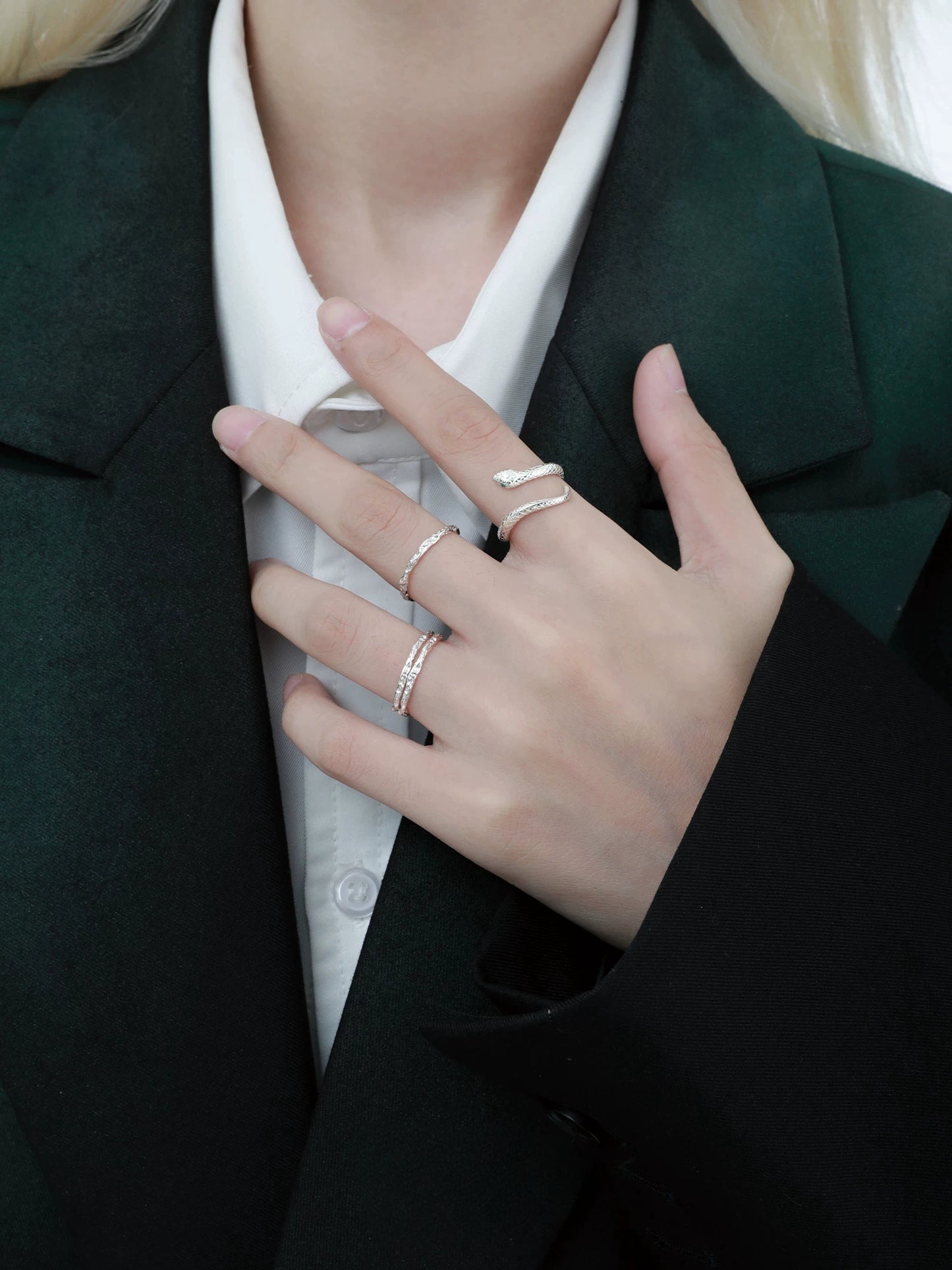 Süßer Designer Sterling Silber S999 Schlangen verstellbarer offener Ring