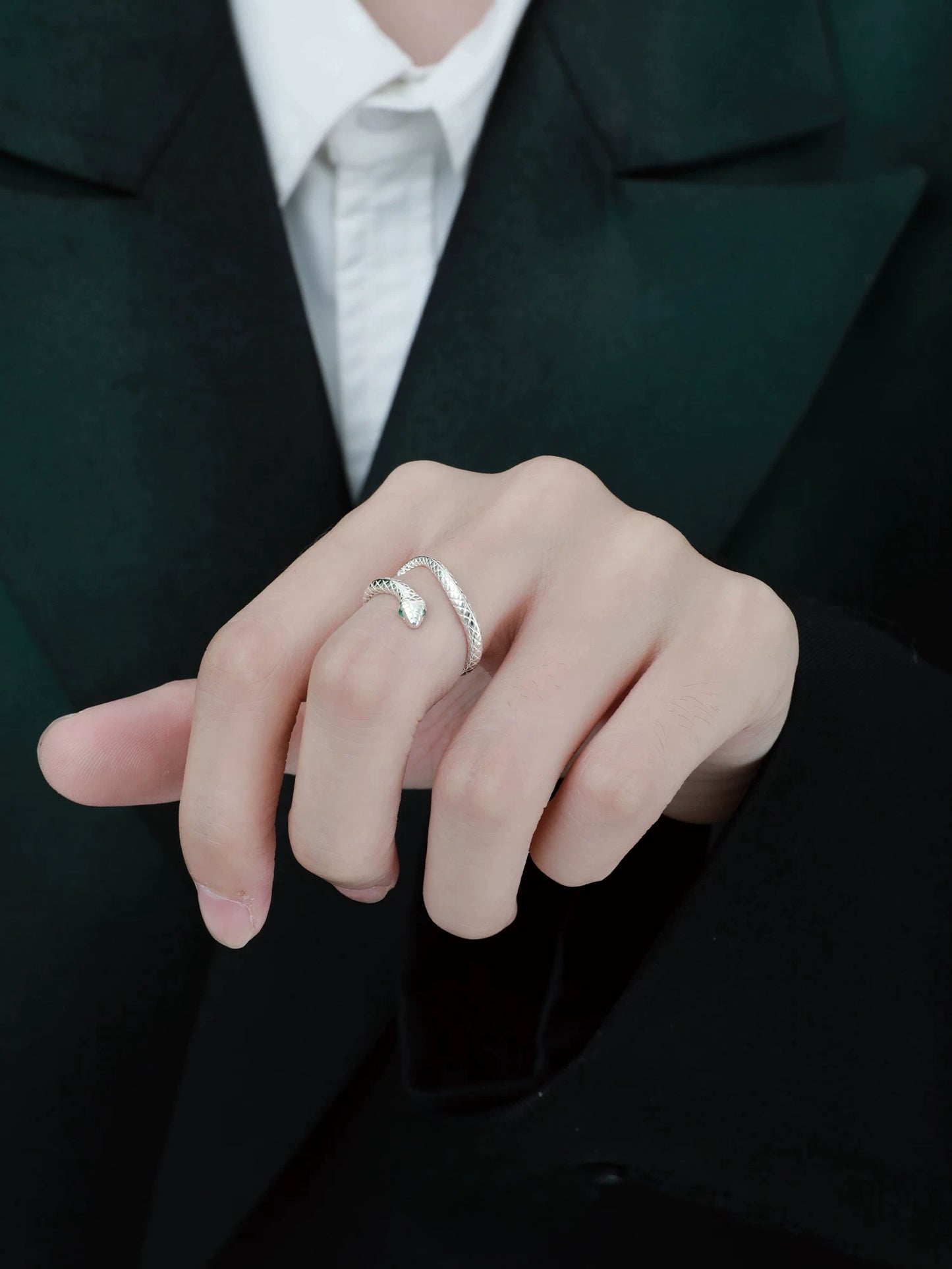 Süßer Designer Sterling Silber S999 Schlangen verstellbarer offener Ring