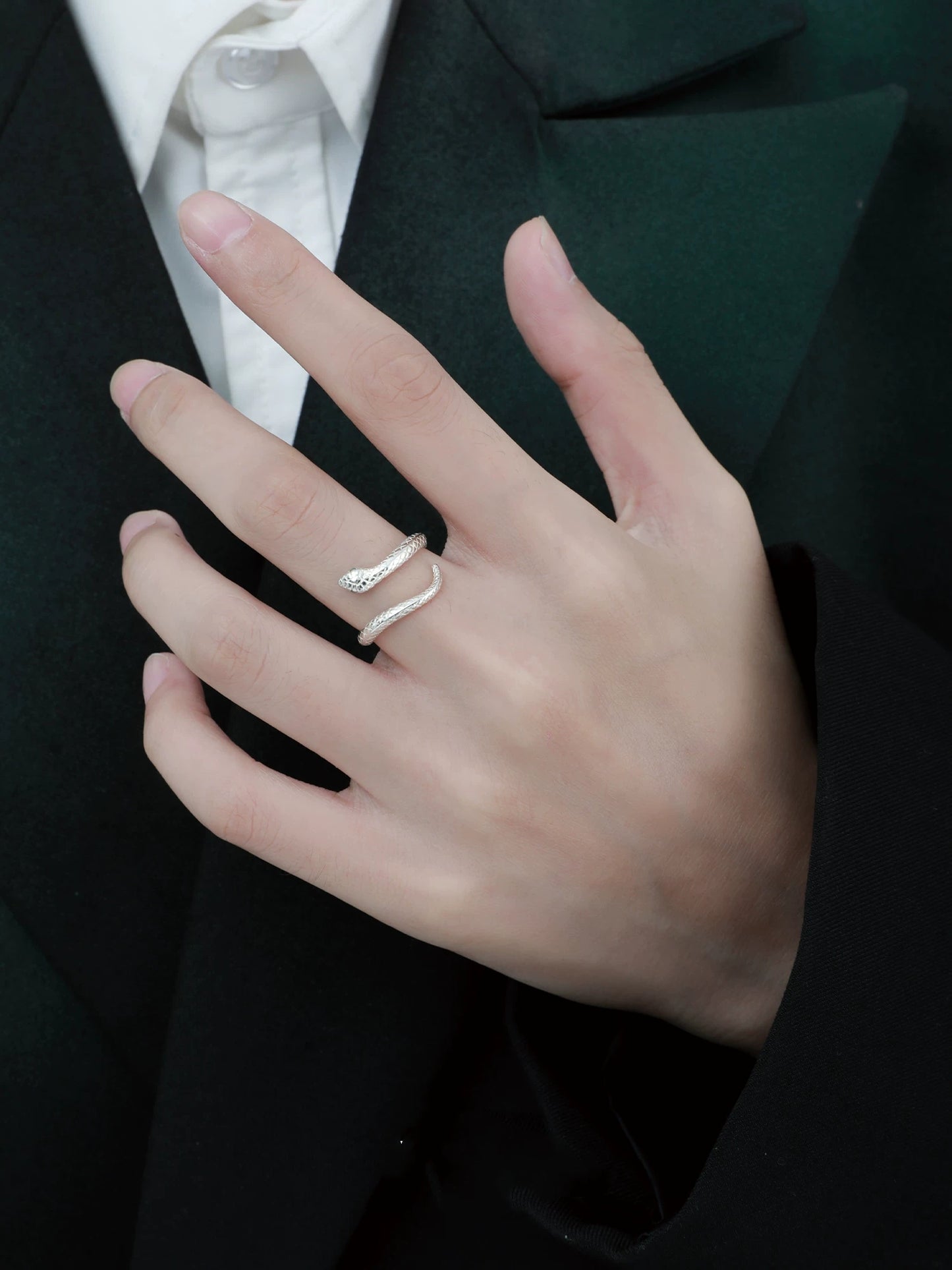 Süßer Designer Sterling Silber S999 Schlangen verstellbarer offener Ring