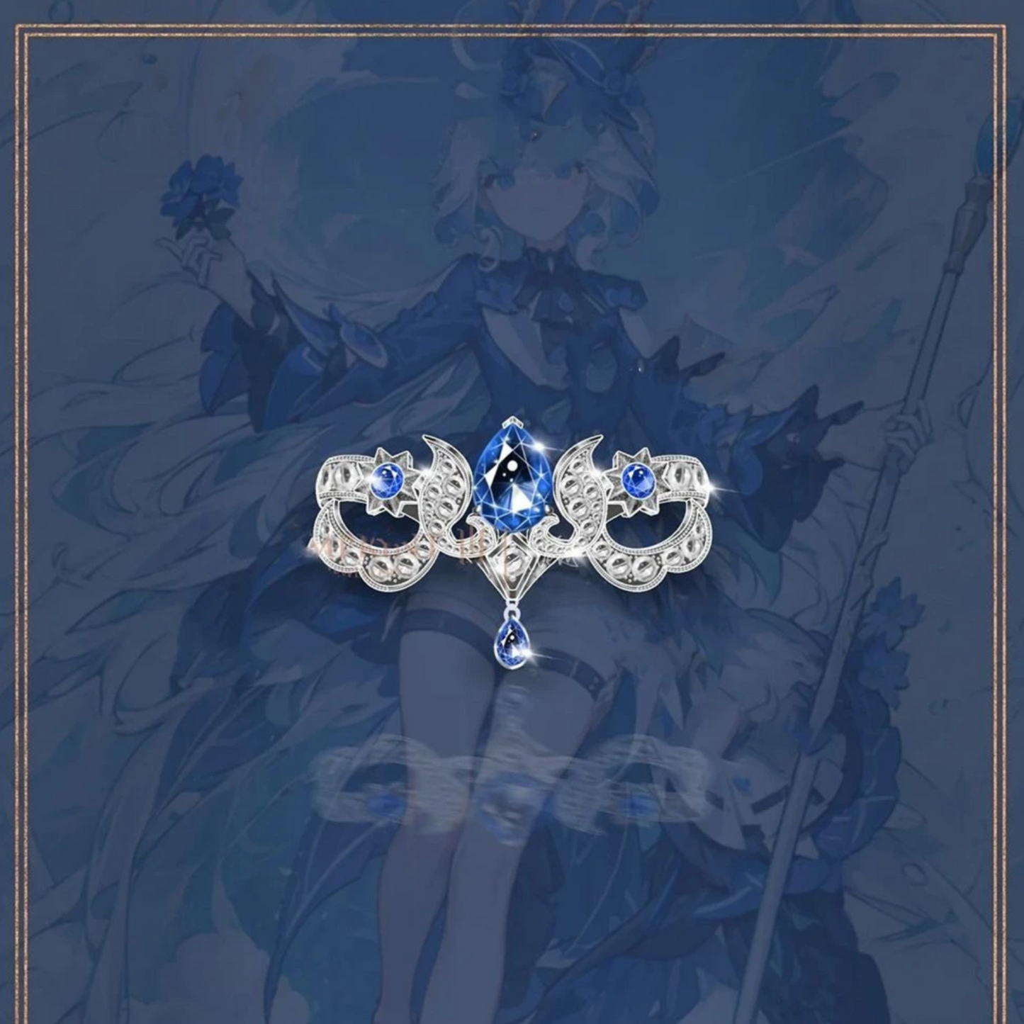 Designer-Focalors-Ring mit blauem Strass