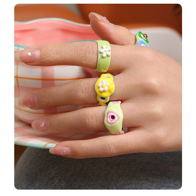 Y2k Grün mit rosa Herzring