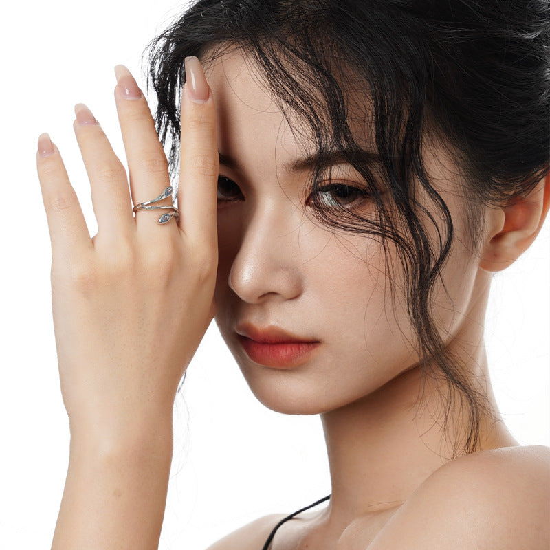 Designer S925 Silber Blauer Schlangen offener Ring